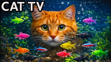 Cat TV Aquarium Live with Colorful Fish